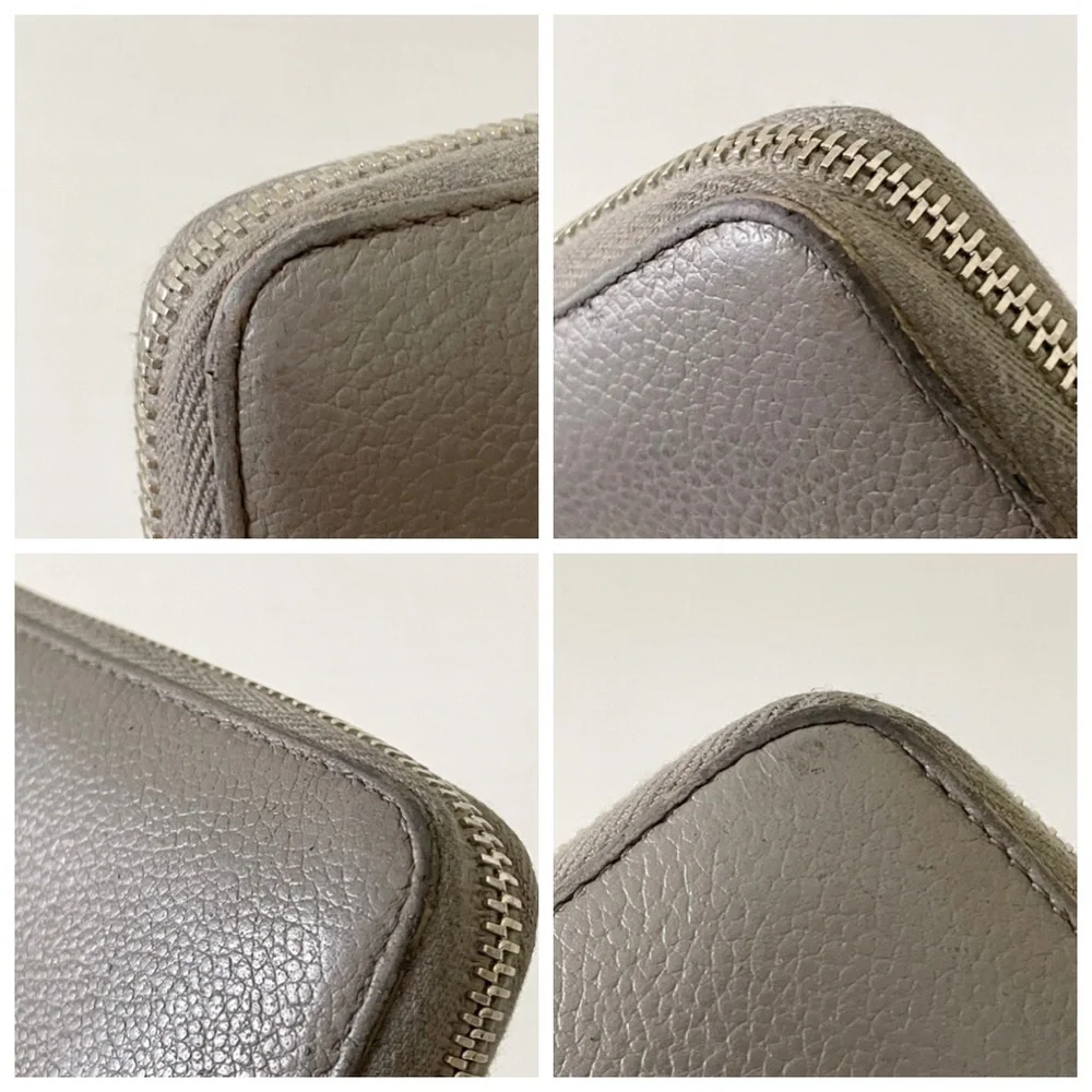 Saint Laurent gray leather YSL zipper long zip wallet